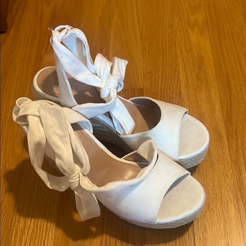 White Espadrille Wedge Sandals